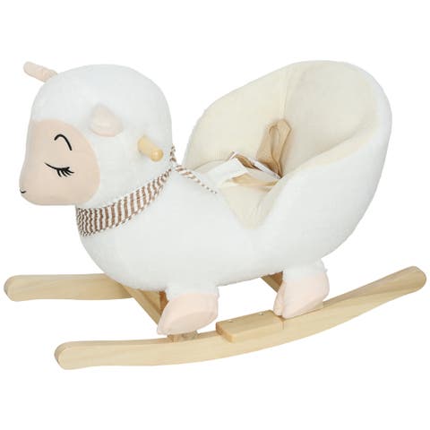 Baby Rocking Horse Sheep Rocking Horse for Toddlers Plush Stuffed Ride on Animal Rocker with Lullaby Song