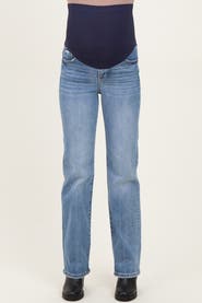 PinkBlush Medium Wash Straight Leg Maternity Jeans