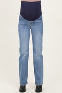 PinkBlush Medium Wash Straight Leg Maternity Jeans