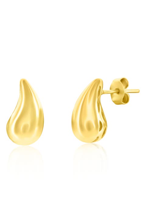 Puffy Teardrop Stud Earrings