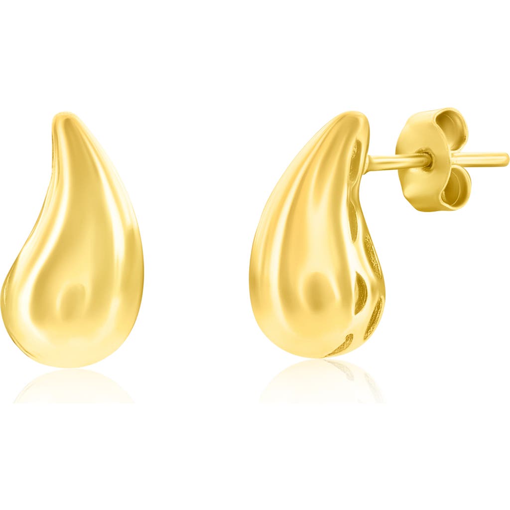 Simona Puffy Teardrop Stud Earrings In Yellow