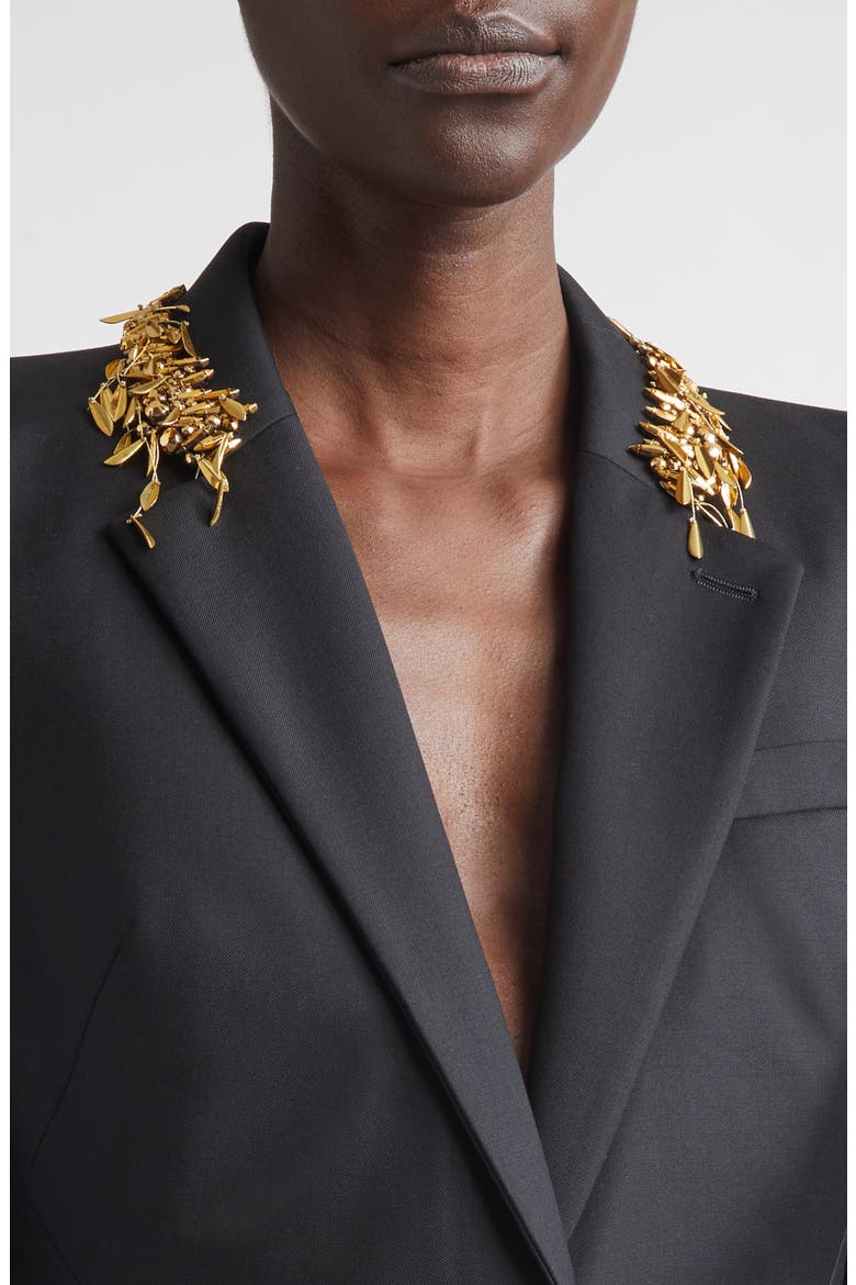 Embellished Collar Wool Jacket, Alternate, color, BLACK