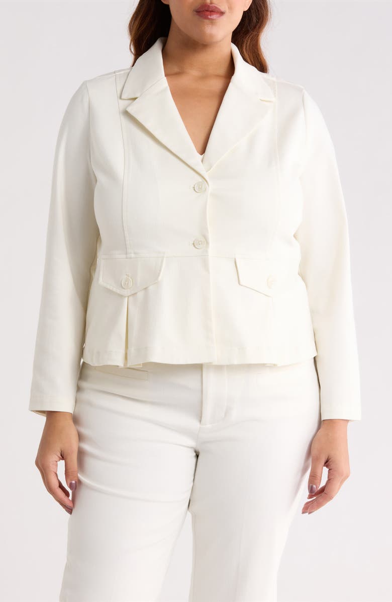 Liverpool Los Angeles Peplum Cotton Blend Blazer, Alternate, color, Whipped Cream