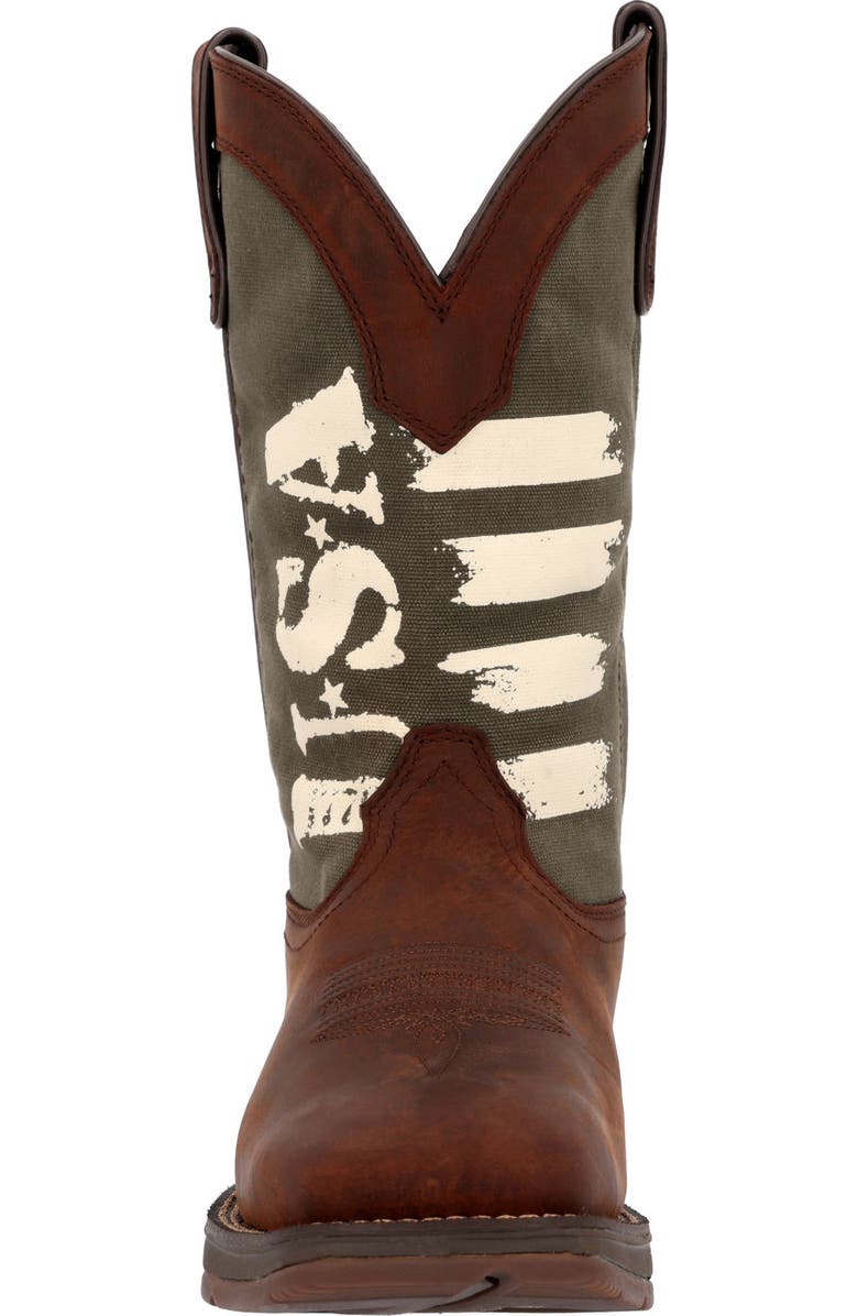 DURANGO Army Green Usa Print Western Boot, Alternate, color, Brown And Army Green