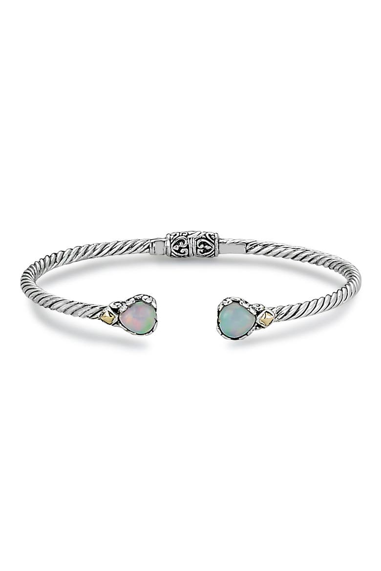 18k Gold and Sterling Silver Opal Heart Cuff Bracelet, Main, color, MULTI
