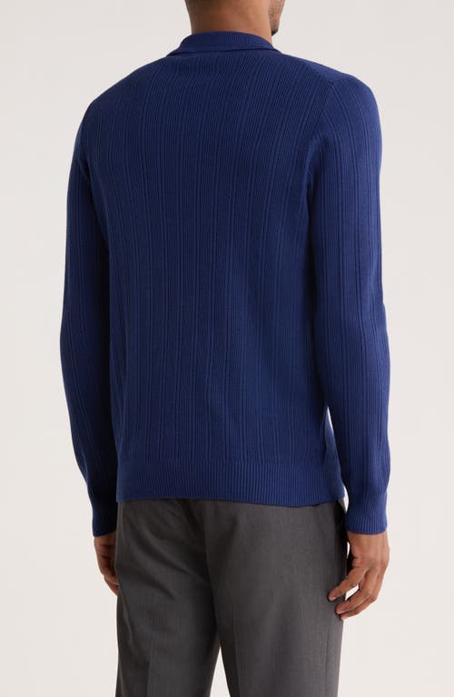 Hugo Boss Hugo Sastoro Long Sleeve Knit Polo Shirt In Blue