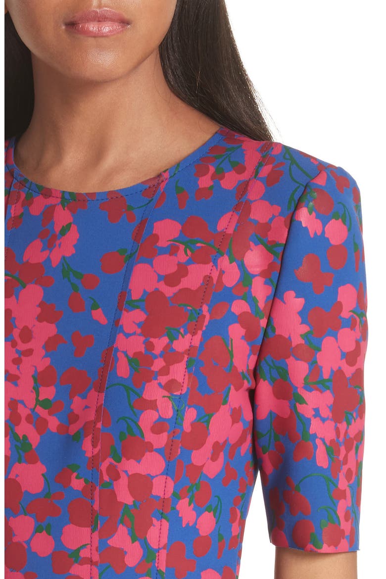 Floral Print Neoprene Dress, Alternate, color, PERSIAN BLUE MULTI