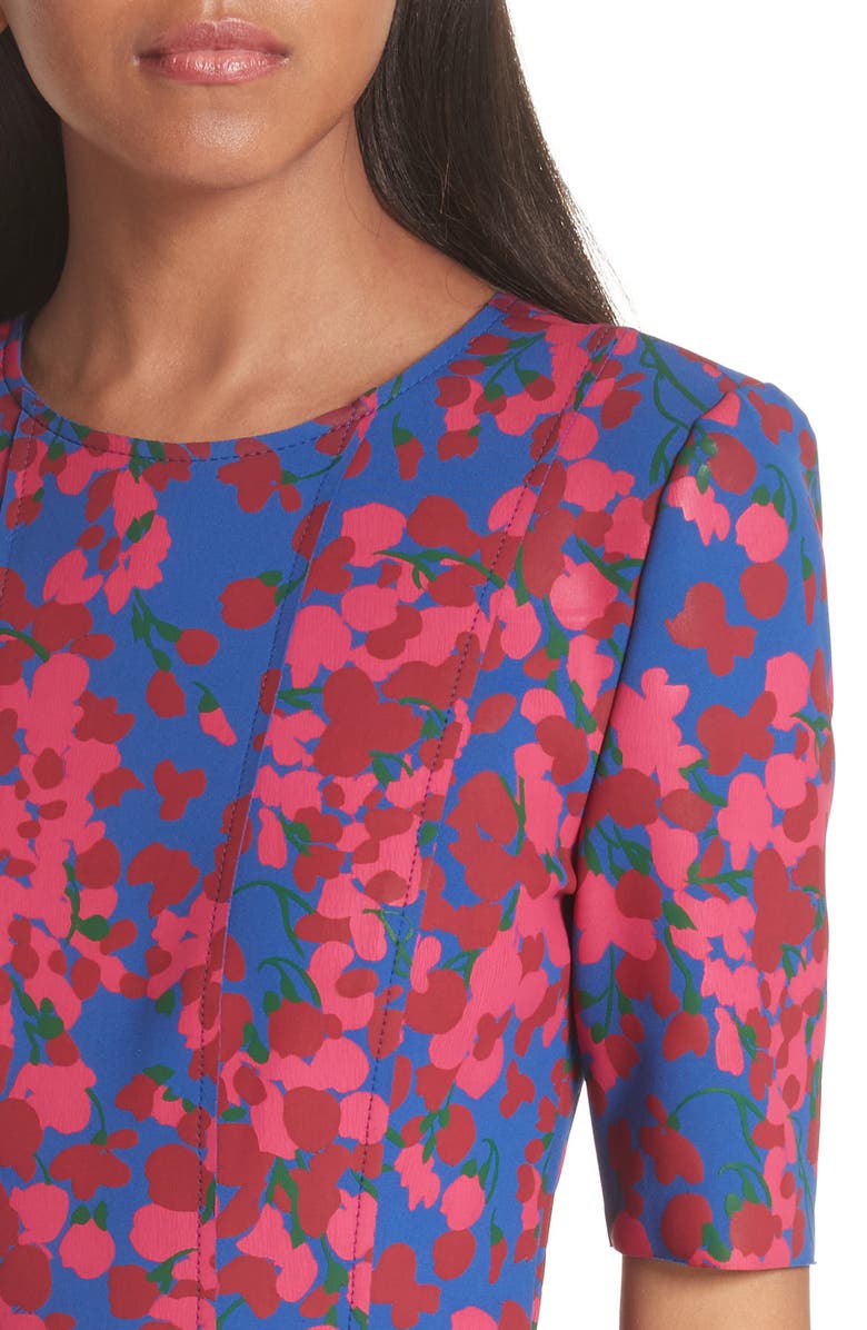 Carolina Herrera Floral Print Neoprene Dress, Alternate, color, 
