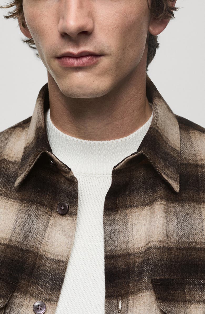 MANGO Check Wool Blend Overshirt, Alternate, color, 
