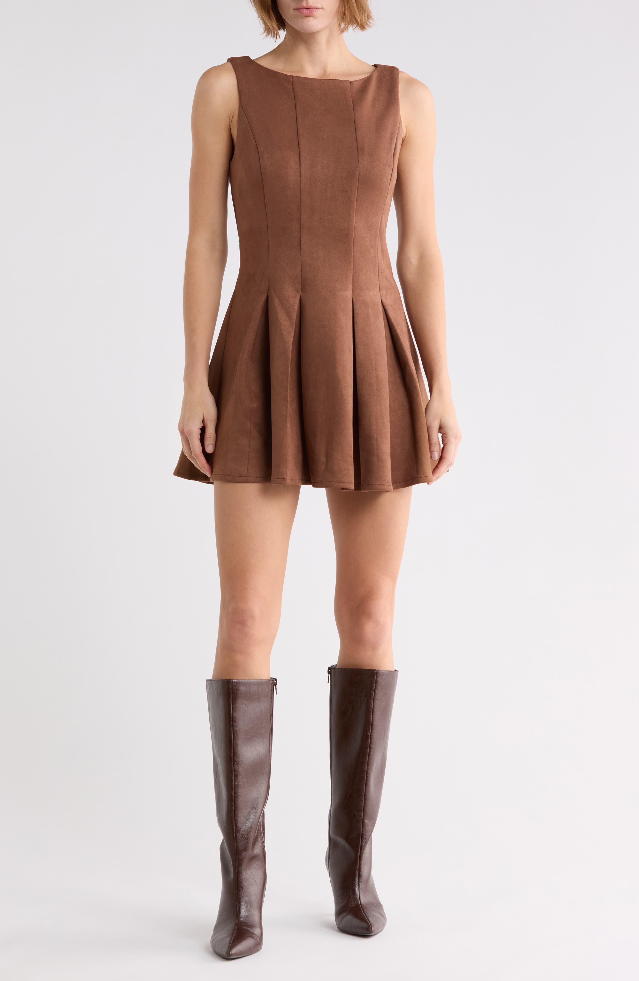 Faux Suede A-Line Minidress