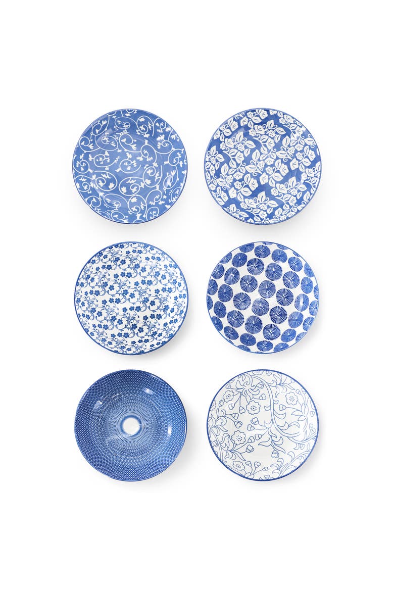 Aurora 6 Piece Assorted Porcelain Bowl Set, Alternate, color, Blue
