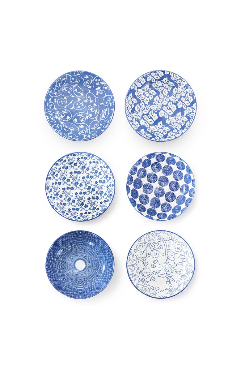 Elama Aurora 6 Piece Assorted Porcelain Bowl Set, Alternate, color, Blue