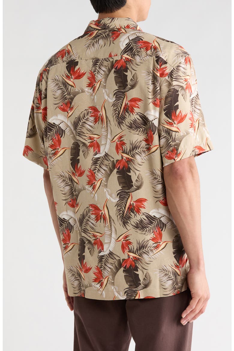 Garden of Hope & Courage Short Sleeve Silk Button-Up Shirt, Alternate, color, ISLAND BREW