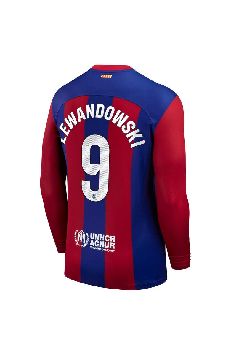 Nike Men's Nike Robert Lewandowski Royal Barcelona 2023/24 Home Replica Long Sleeve Jersey, Alternate, color, 