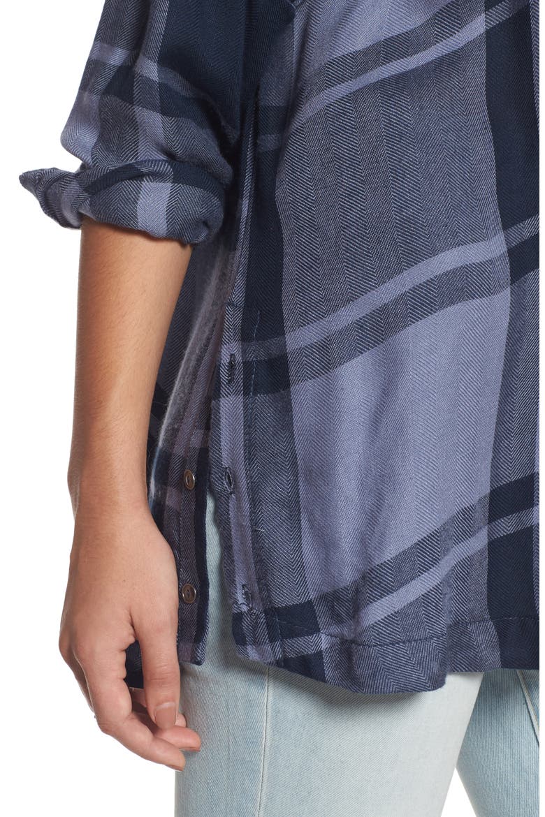 Oversized Plaid Tunic, Alternate, color, DARK BLUE