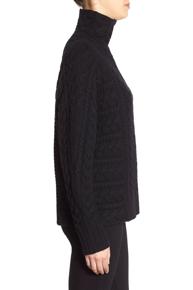 Cable Cashmere Sweater, Alternate, color, BLACK