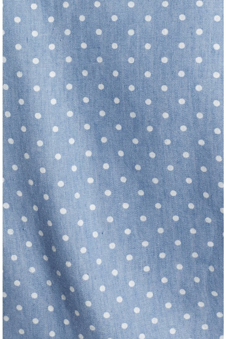Polka Dot Sleeveless Tie Waist Shirt, Alternate, color, BLUE