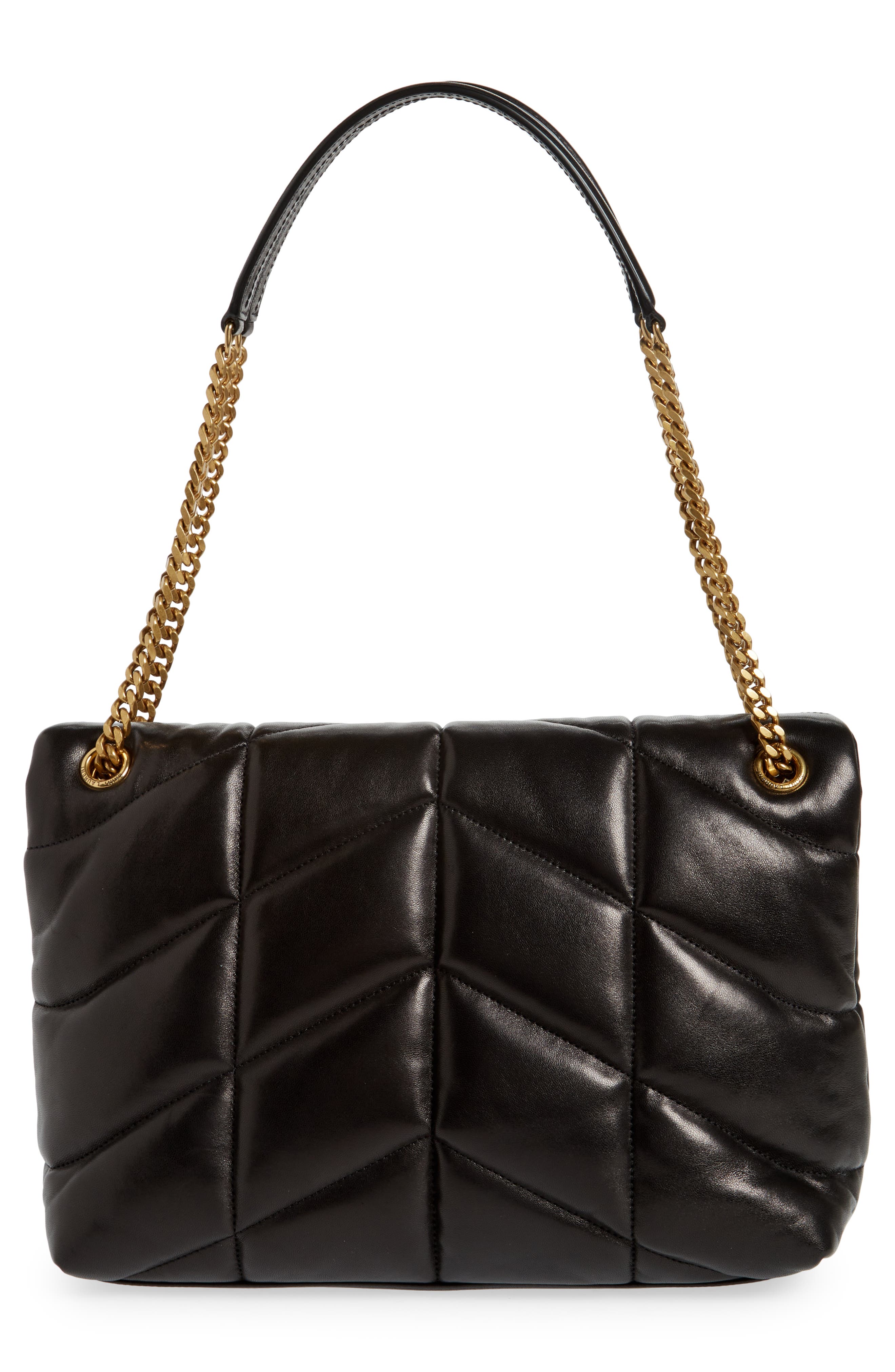 Saint Laurent Medium Loulou Puffer Quilted Leather Crossbody Bag, Alternate, color, Nero