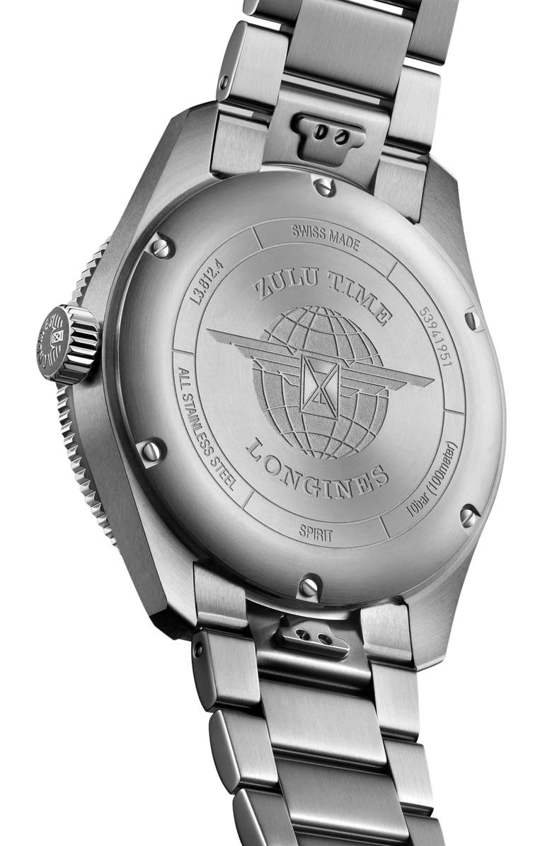 Longines Spirit Zulu Time Bracelet Watch, 42mm, Alternate, color, Blue