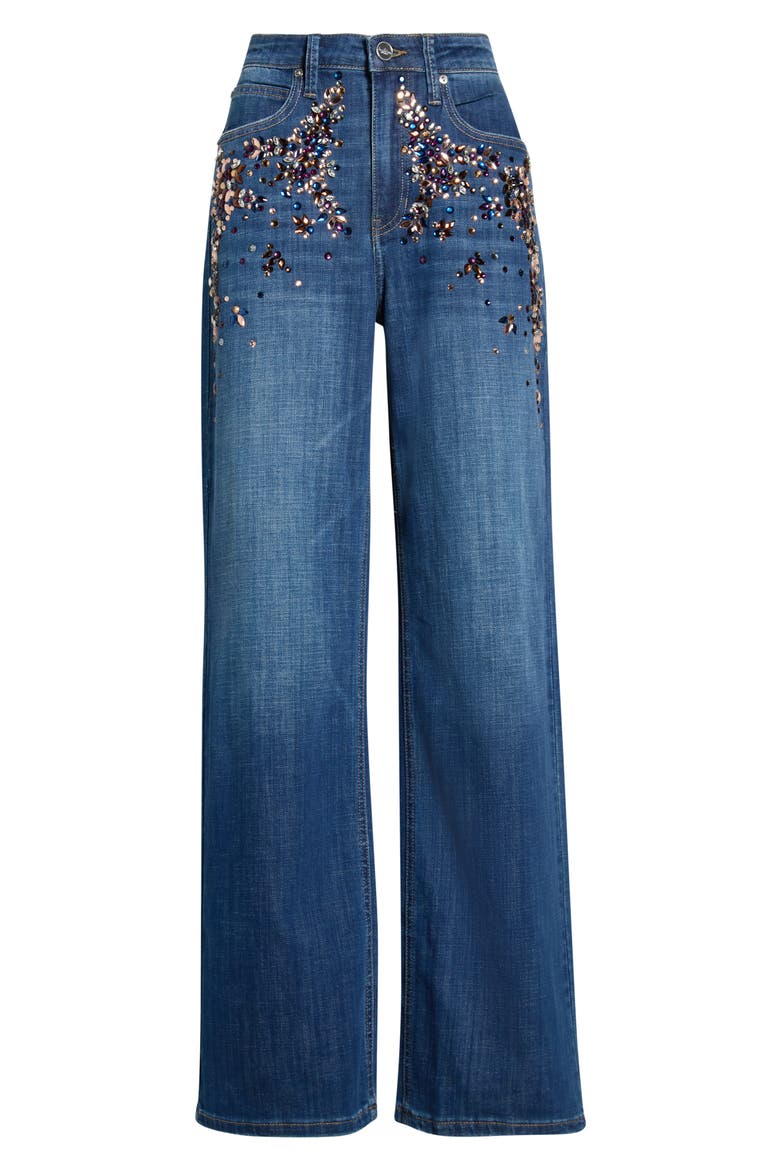 Jewel Embellished High Waist Wide Leg Jeans, Alternate, color, APPALOOSA WASH