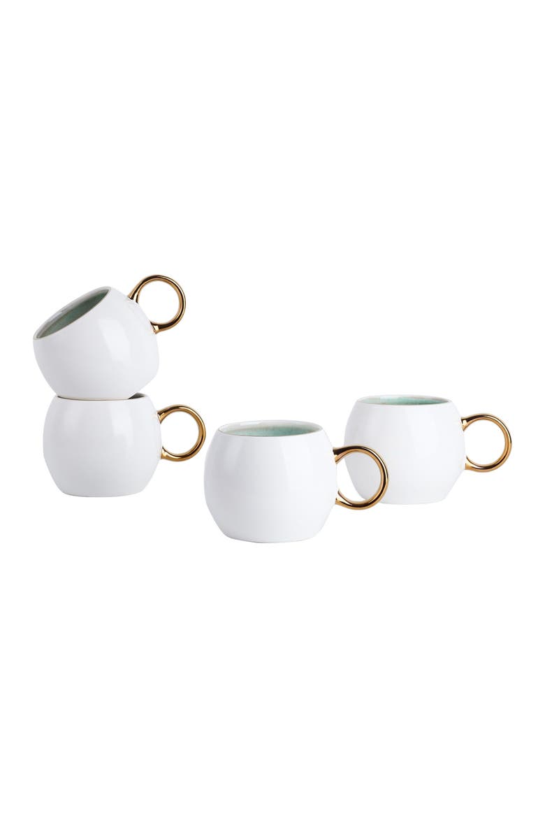 Josephine Porcelain 4-Piece Mug Set, Alternate, color, Mint