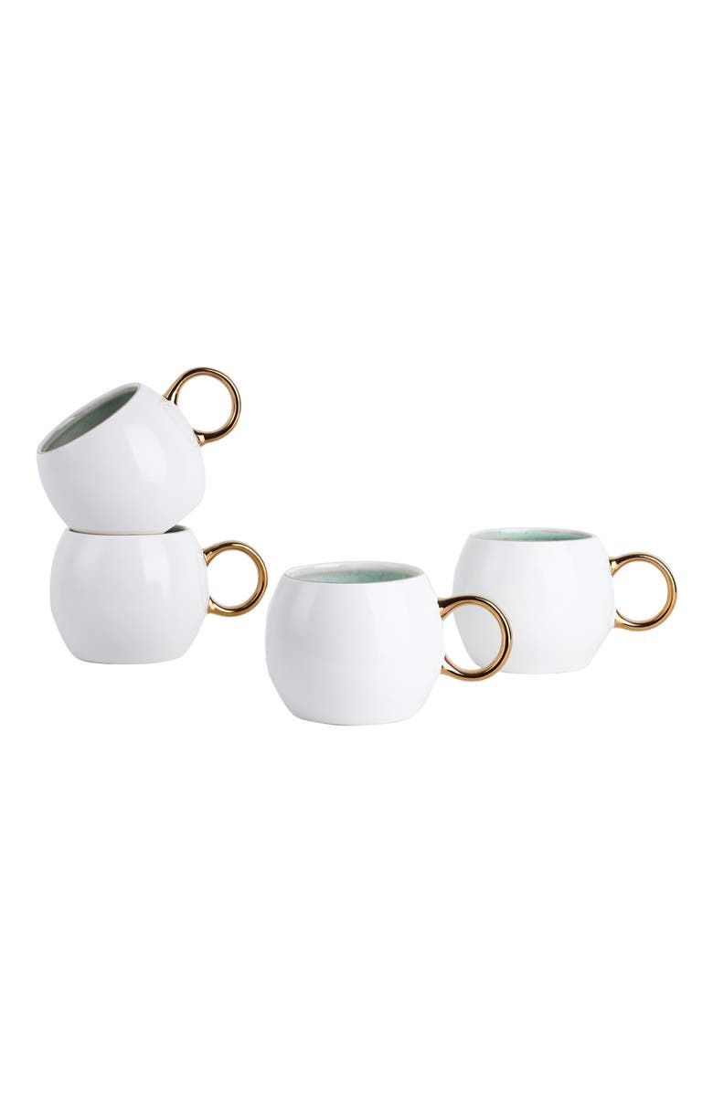 Stone Lain Josephine Porcelain 4-Piece Mug Set, Alternate, color, Mint