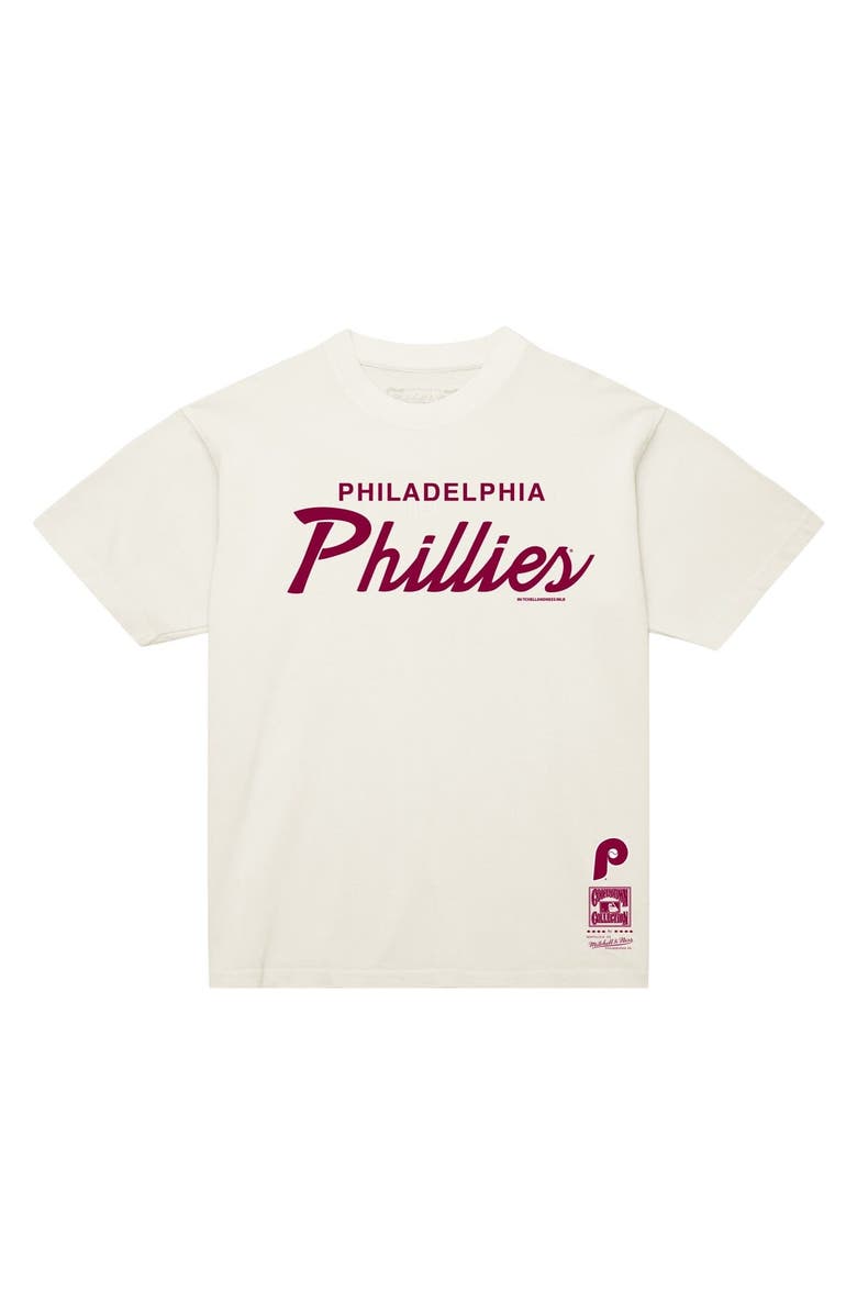 Mitchell & Ness Men's Mitchell & Ness Cream Philadelphia Phillies Vintage Script T-Shirt, Alternate, color, Cream