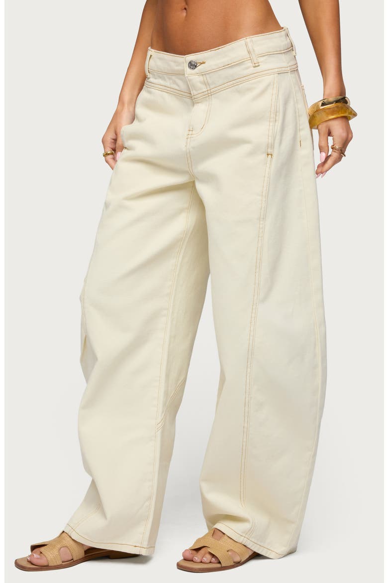 Gili Contrast Stitch Low Rise Pants, Alternate, color, OFF-WHITE
