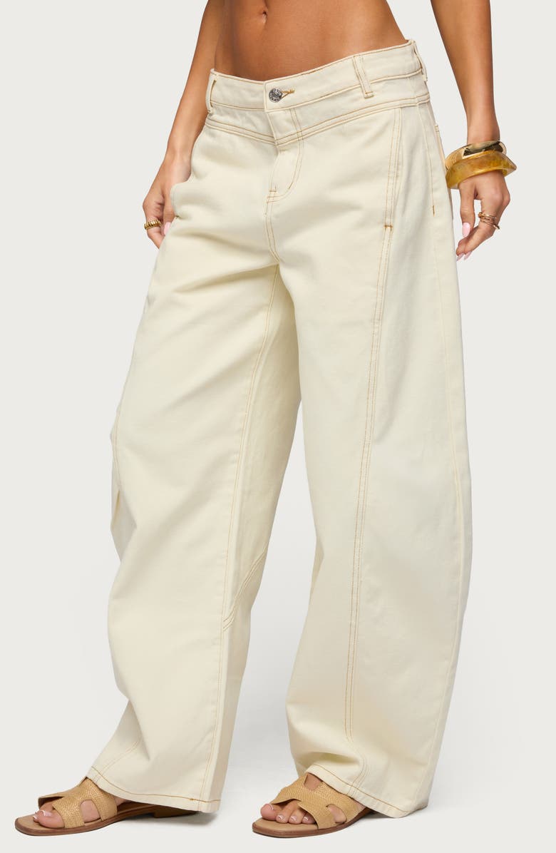 EDIKTED Gili Contrast Stitch Low Rise Pants, Alternate, color,