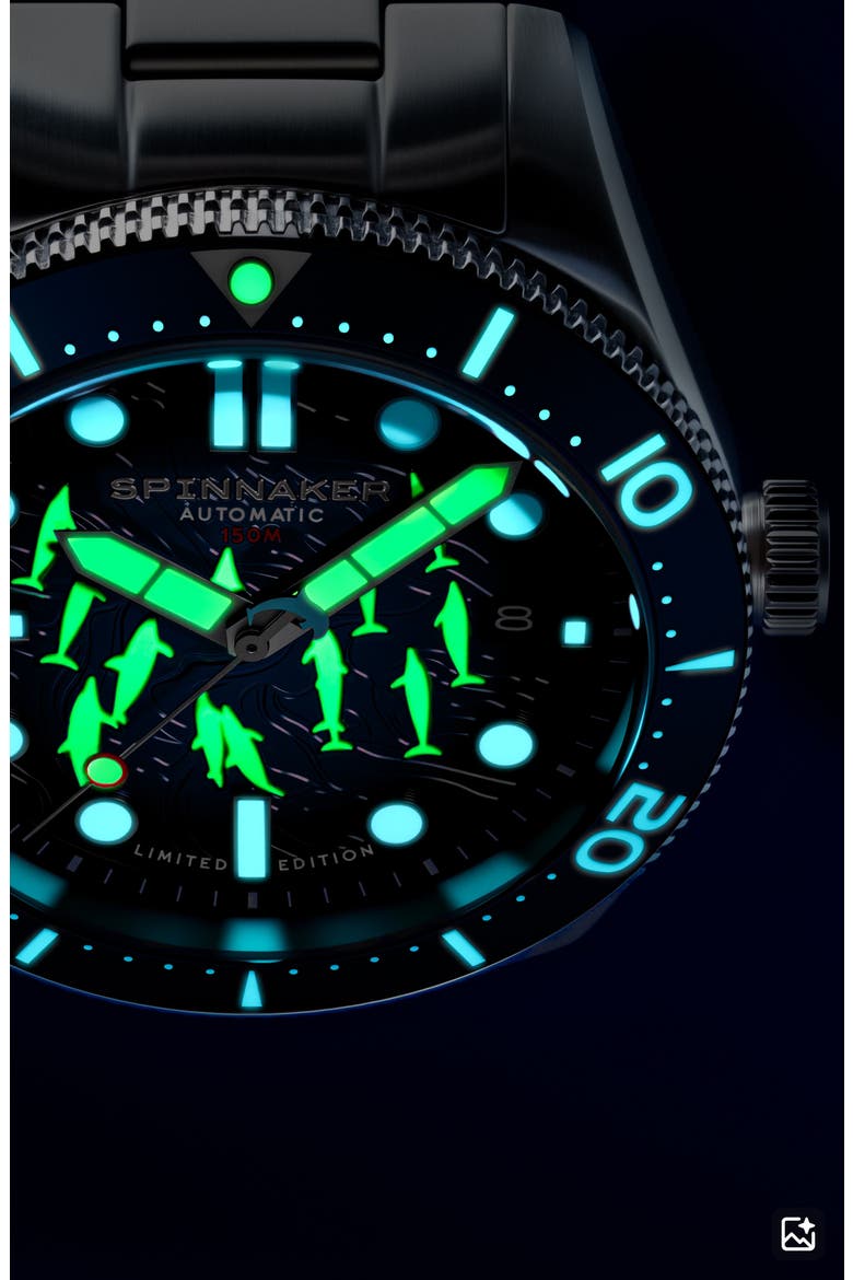 x Dolphin Project Croft Midsize Automatic Aqua Play Watch Set, 40mm, Alternate, color, BLUE