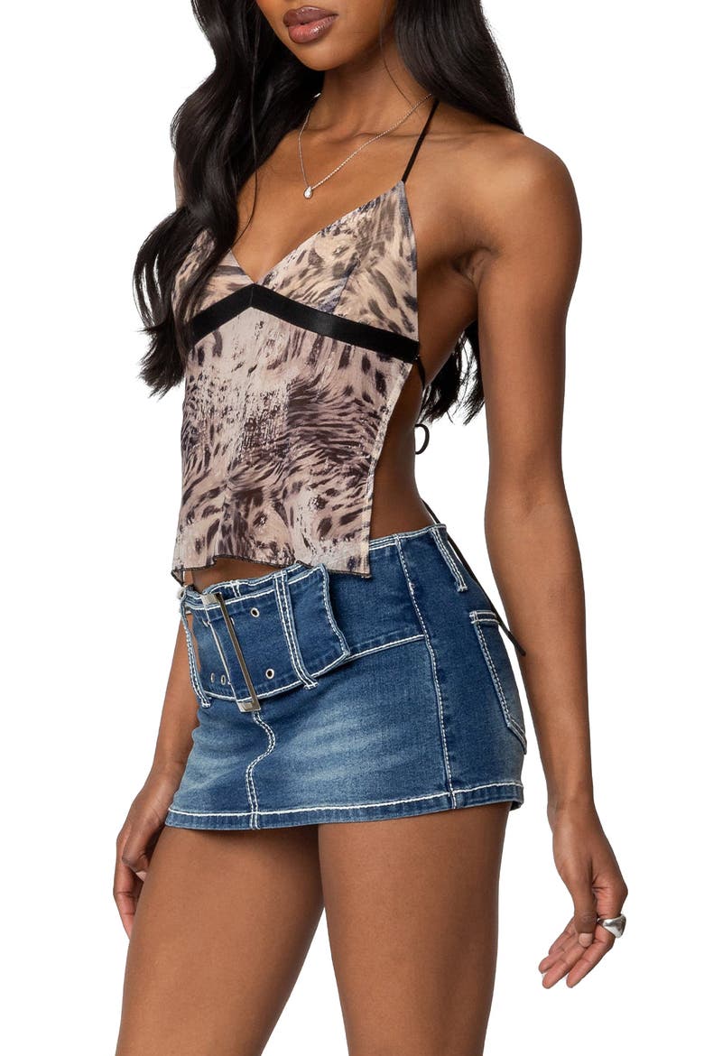 Ziena Leopard Print Backless Halter Tank, Alternate, color, LEOPARD