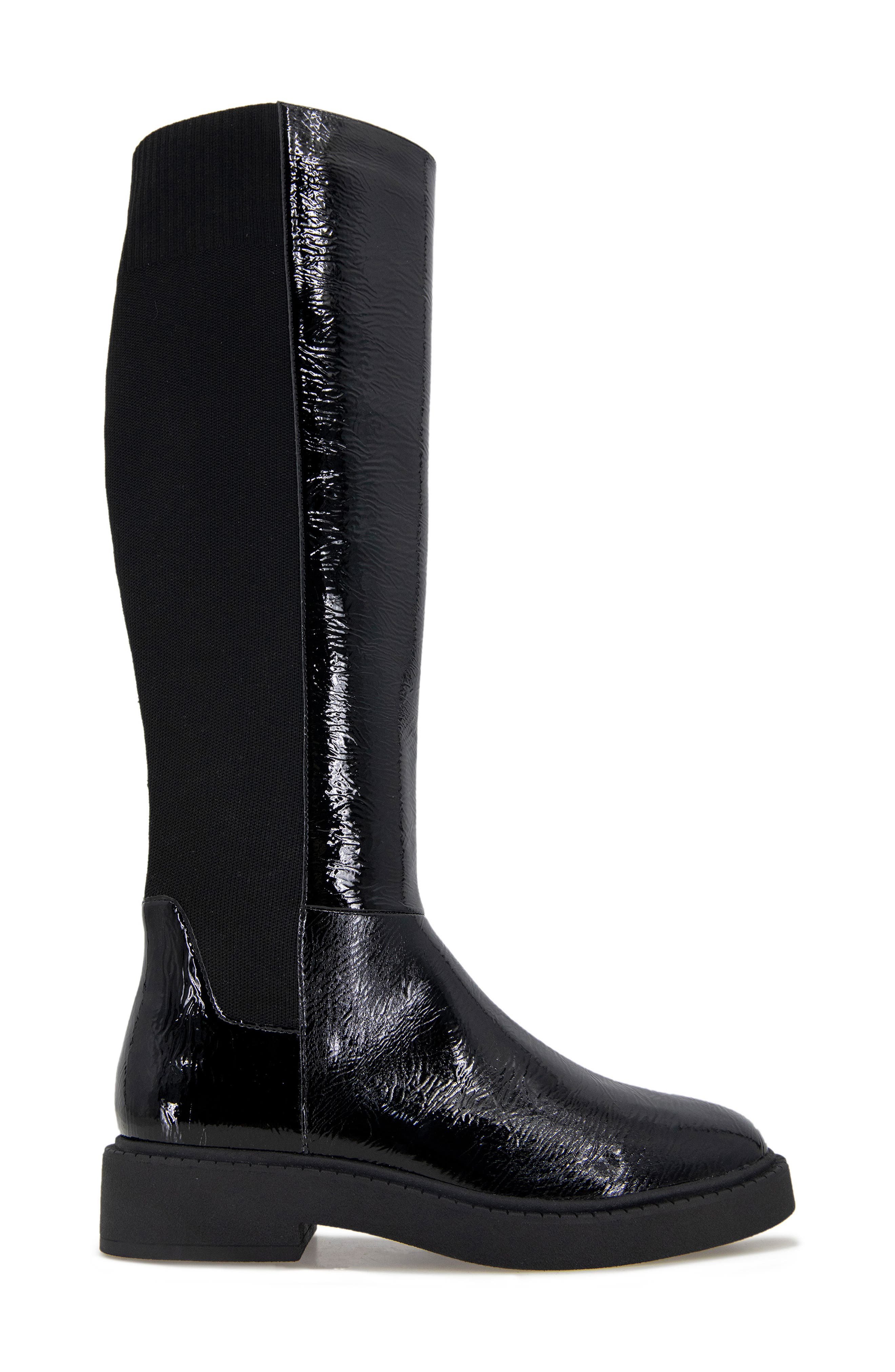André Assous Viva Knee High Boot, Alternate, color, Black Crinkle Patent