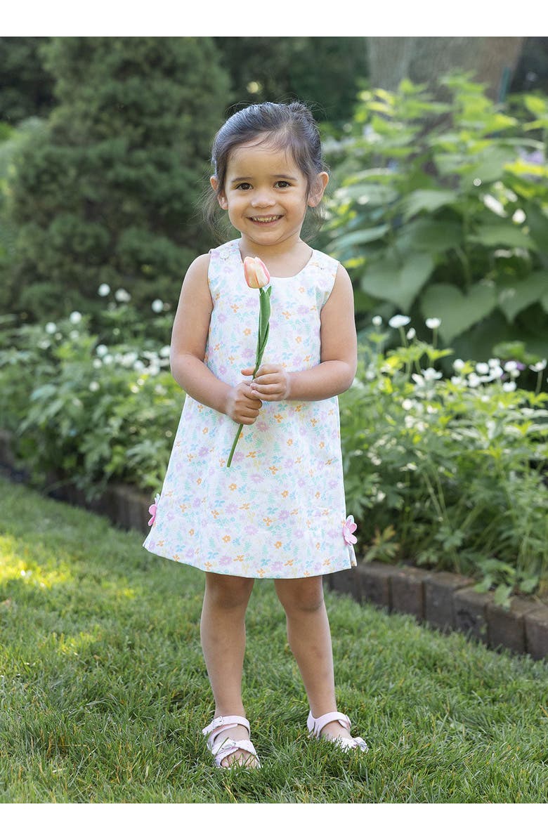 Florence Eiseman Printed Pique Dress With Flowers, Alternate, color, White / Multicolor