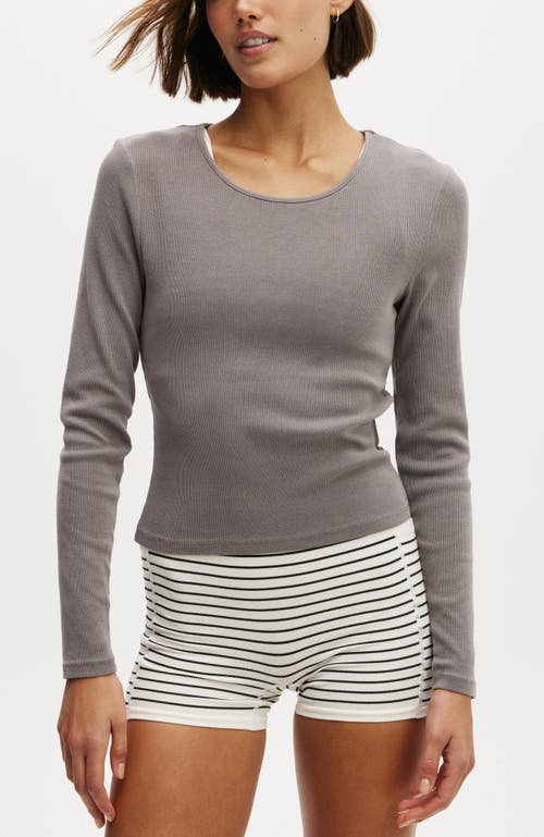 Cotton On Body Active Core Rib Longsleeve In Washed Desert Grey