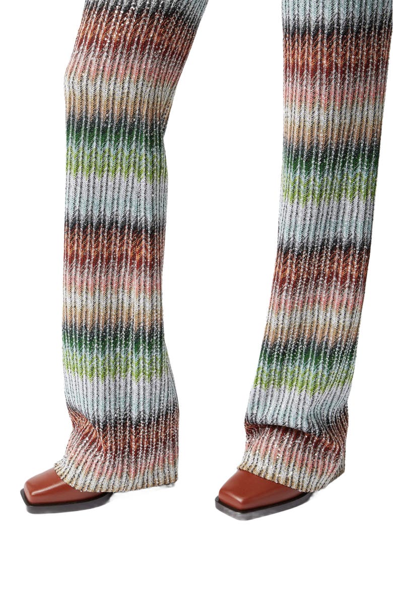 Missoni Flared Trousers In Gradient Zig Zag Knit With Sequins, Alternate, color, Multicoloured