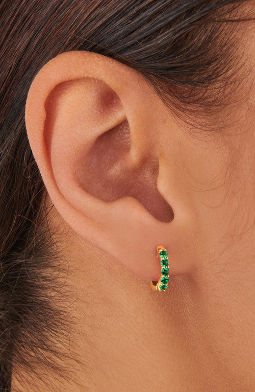 Little Sky Stone Birthstone Huggies In Green