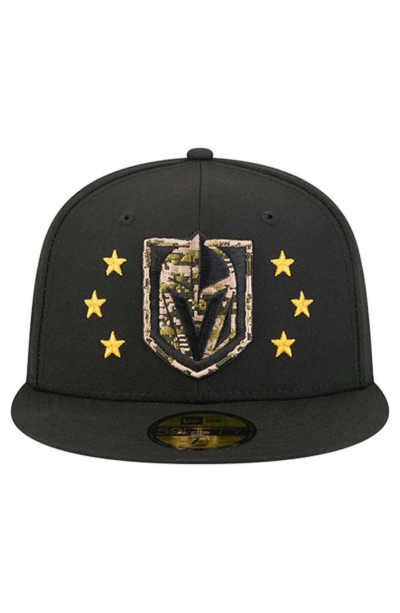 New Era Men's New Era Black Vegas Golden Knights Military Appreciation Digital Camo Stars 59FIFTY Fitted Hat, Alternate, color, Black