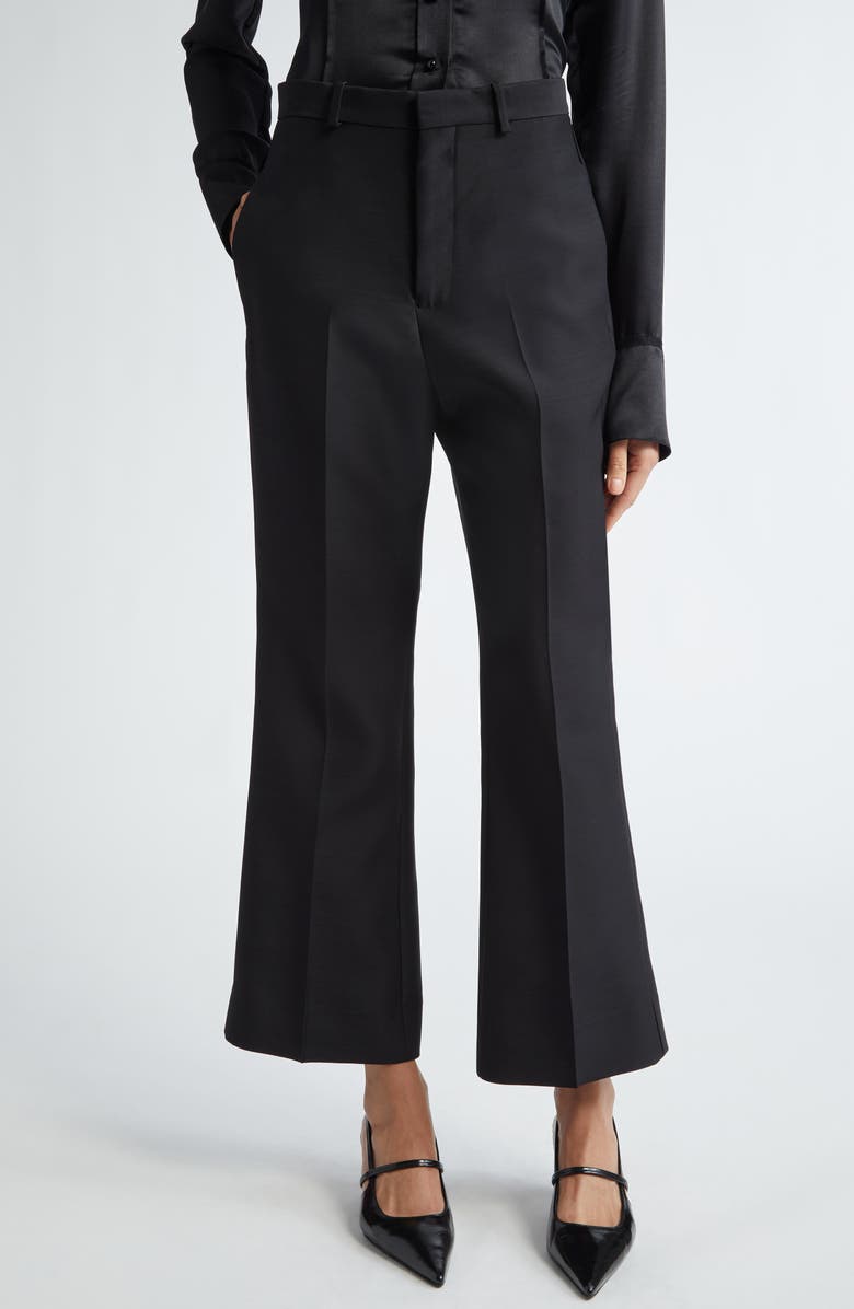 BITE Studios Credo Frill Organic Wool Flare Trousers, Main, color, 