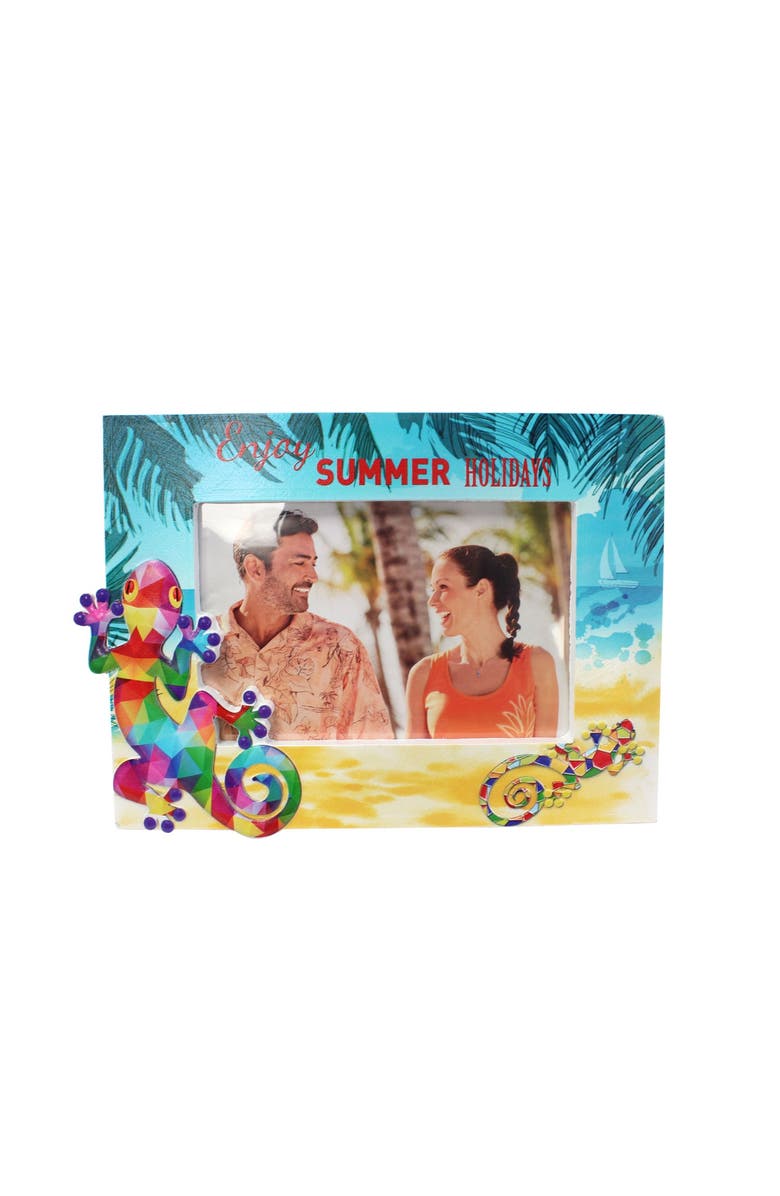 Beachcombers 8" Resin 4X6 Gecko Square Picture Frame Photo Holder, Main, color, Blue