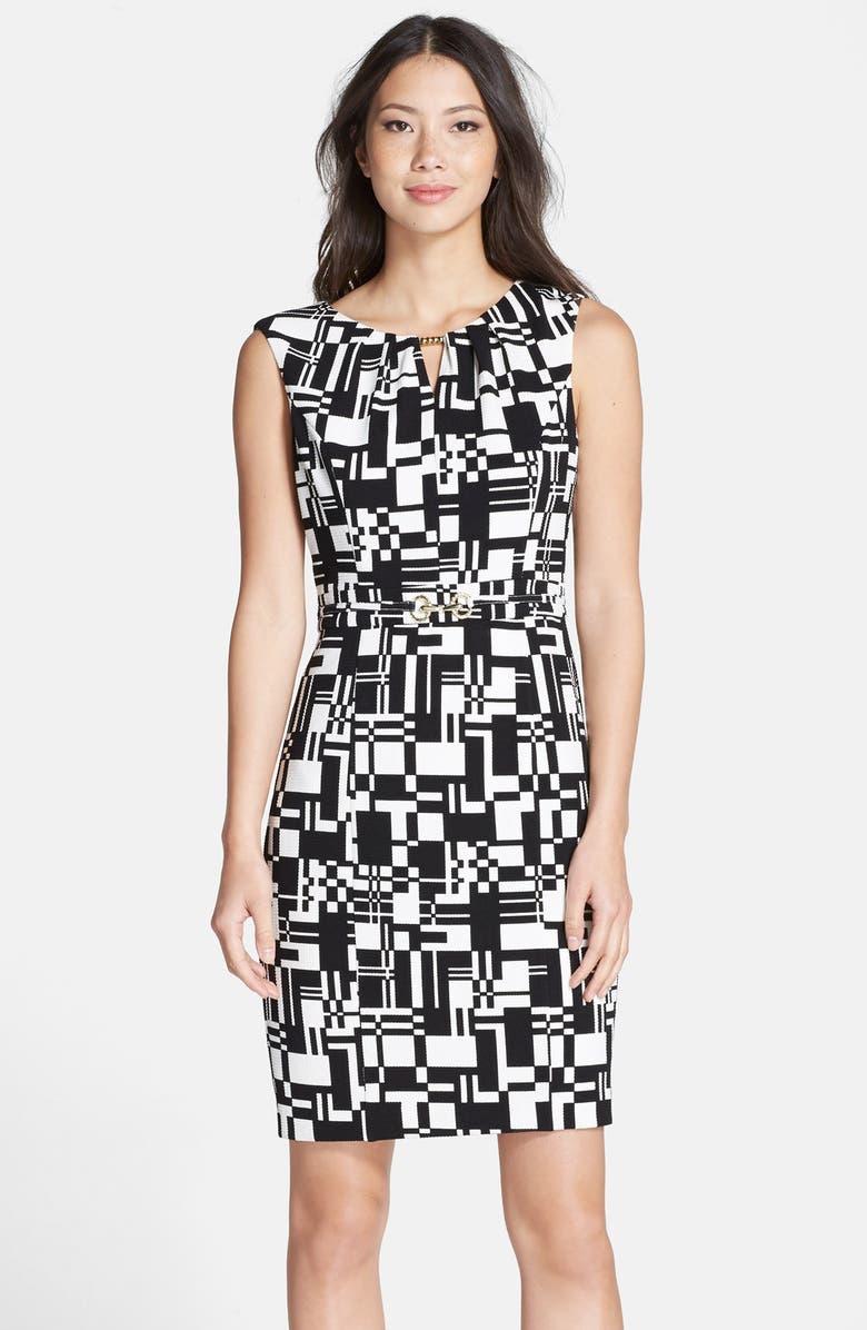 Ellen Tracy Print Stretch Sheath Dress, Main, color, 