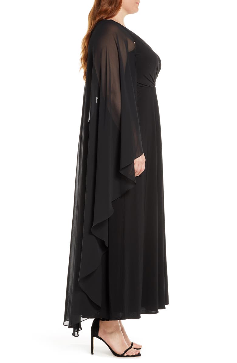 Xscape Evenings Xscape Side Ruched Long Sleeve Chiffon Gown, Alternate, color,