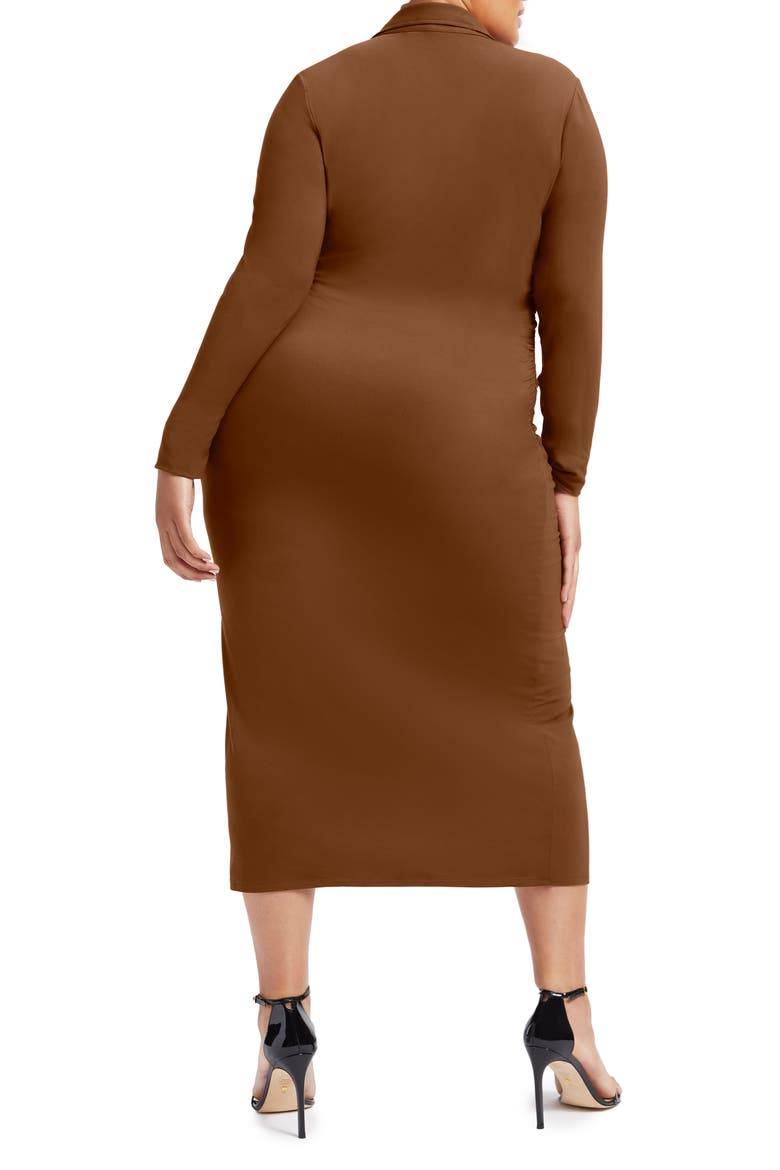Good Touch Button Front Midi Dress, Alternate, color, BURNT CARAMEL002