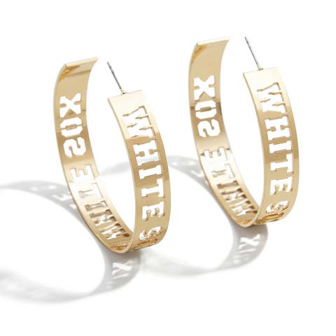 x Baublebar Chicago White Sox Large Cutout Hoop Earrings