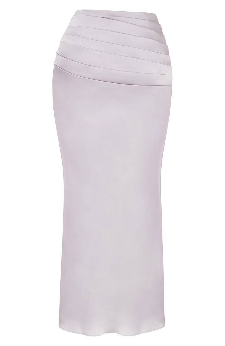 HOUSE OF CB Jia Pleated Satin Maxi Skirt, Alternate, color, Grey