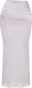 HOUSE OF CB Jia Pleated Satin Maxi Skirt