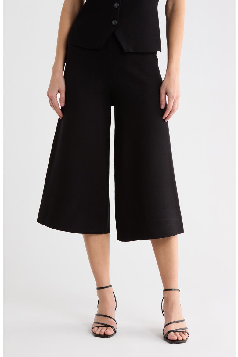 Milano Sweater Knit Culottes, Main, color, BLACK