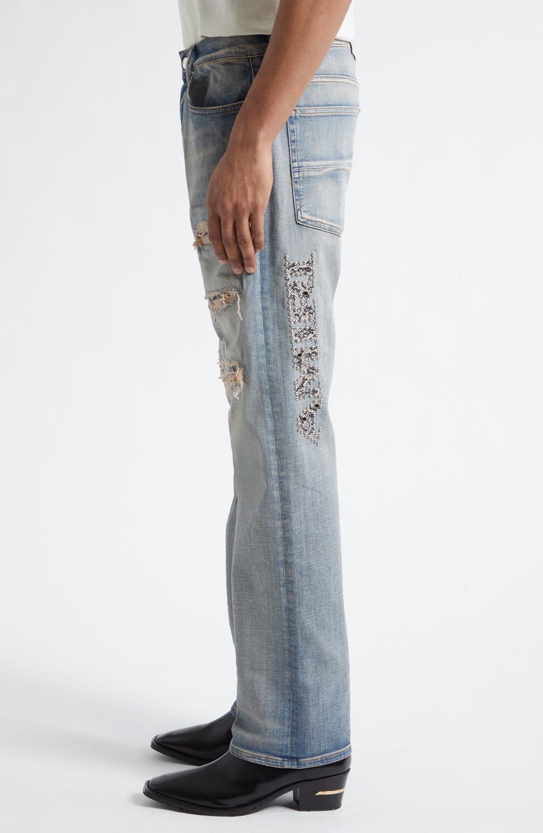 AMIRI Snake Stud Slim Jeans, Alternate, color, Antique Indigo