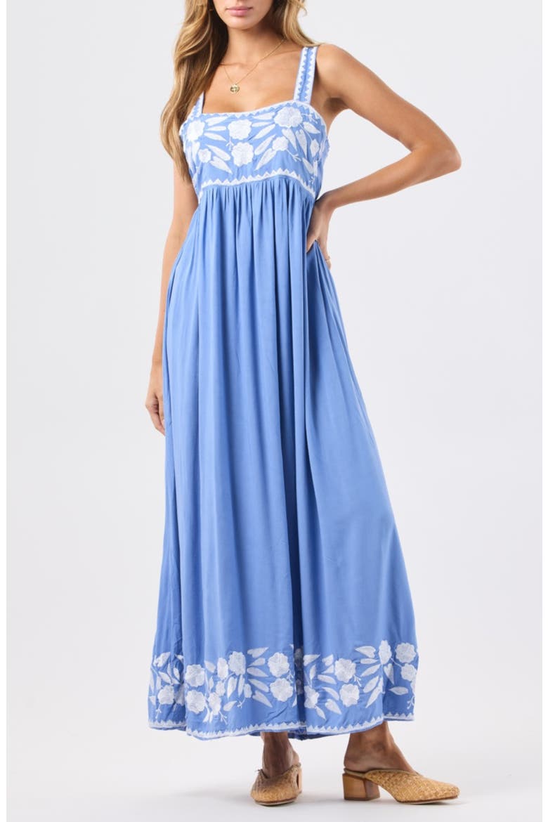 Antibes Embroidery Detail Maxi Dress, Main, color, CORNFLOWER BLUE