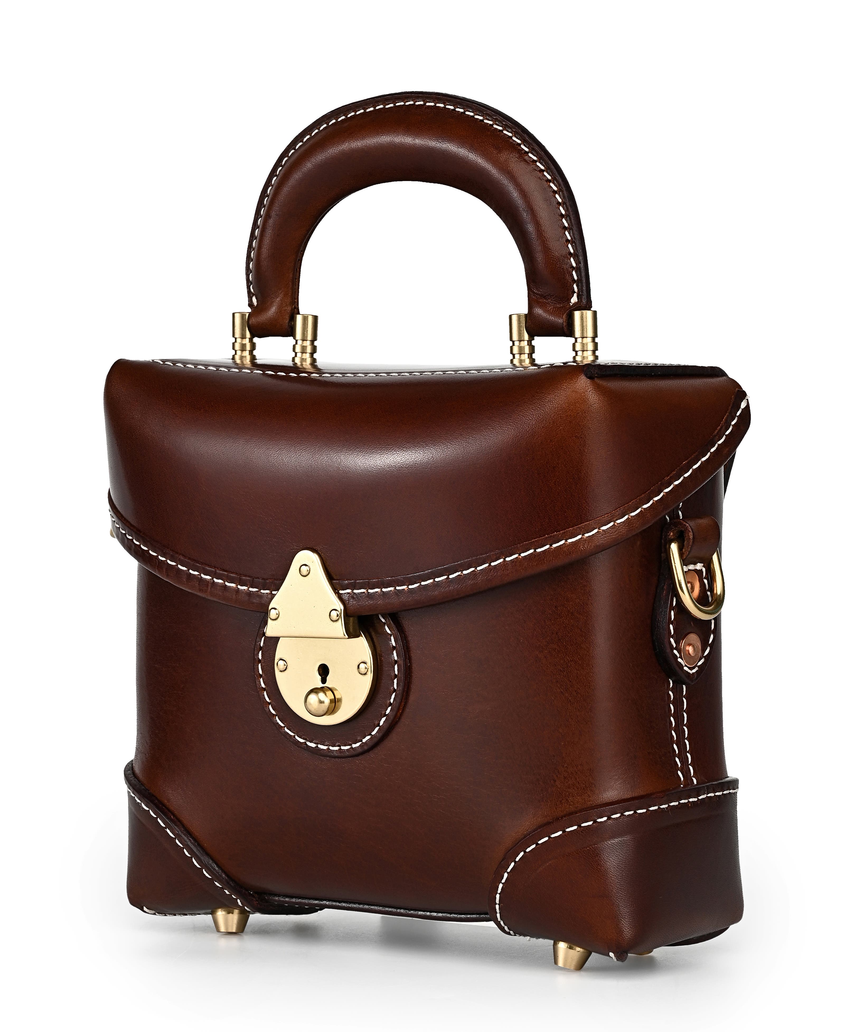 Azalea Genuine Leather Vintage Box Crossbody, Alternate, color, Taupe