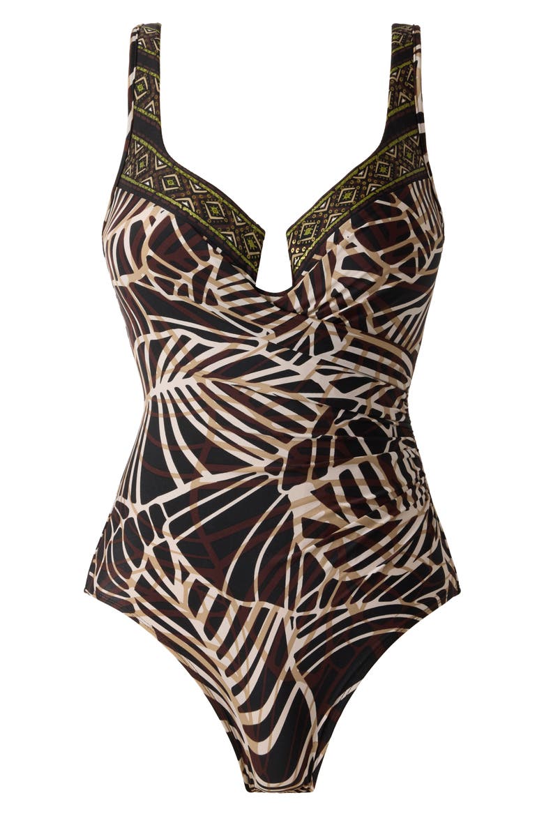 Let's Be Fronds Escape One Piece Swimsuit, Alternate, color, BLACK/MULTI